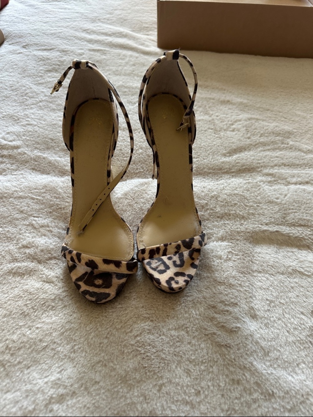 Victoria's Secret Leopard Print Ankle-Strap Stilettos - Black & Tan